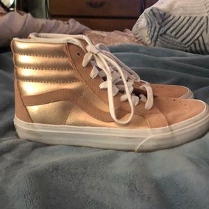 Rose gold high top vans